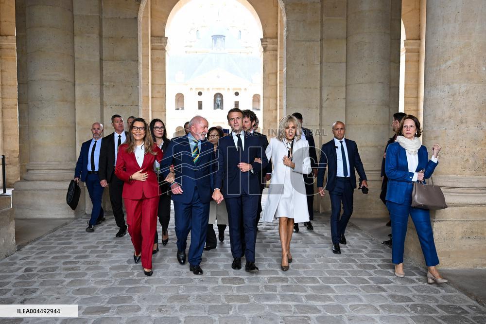 Brazil's President Official Welcoming Ceremony at The Hotel Des Invalides in Paris
