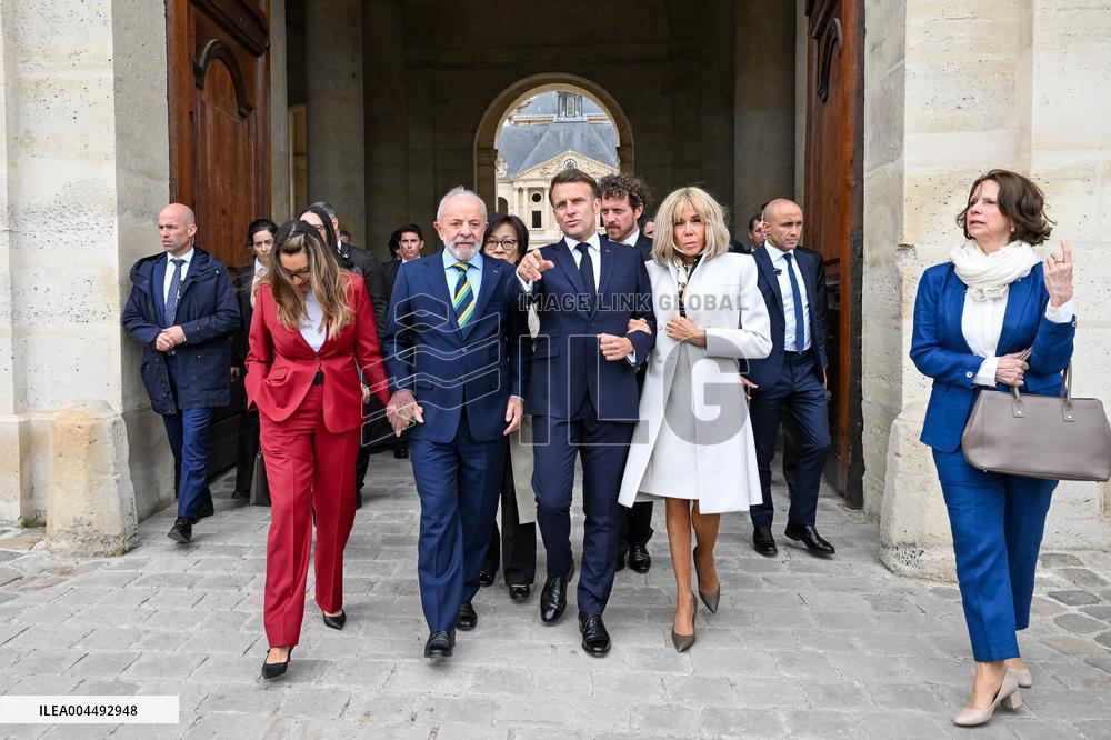 Brazil's President Official Welcoming Ceremony at The Hotel Des Invalides in Paris