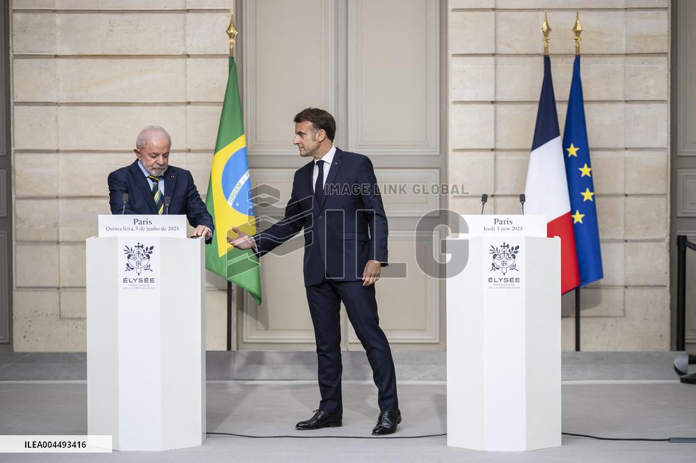 Macron And Lula Press Conference - Paris