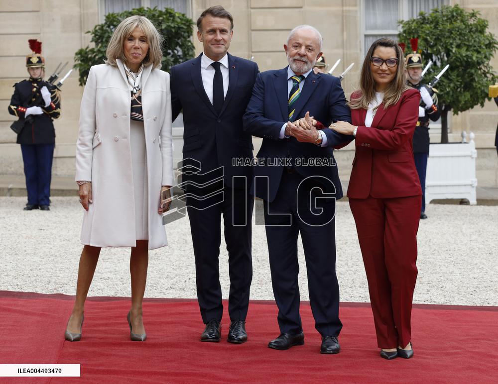 Macron Welcomes Lula At Elysse - Paris