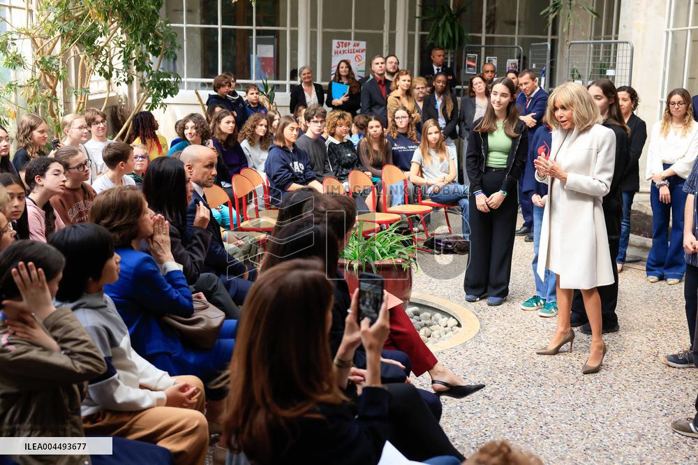 Brigitte Macron and Rosangela Lula da Silva Visit Cite Scolaire Montaigne - Paris