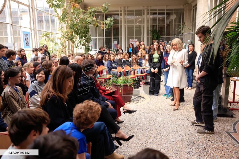 Brigitte Macron and Rosangela Lula da Silva Visit Cite Scolaire Montaigne - Paris