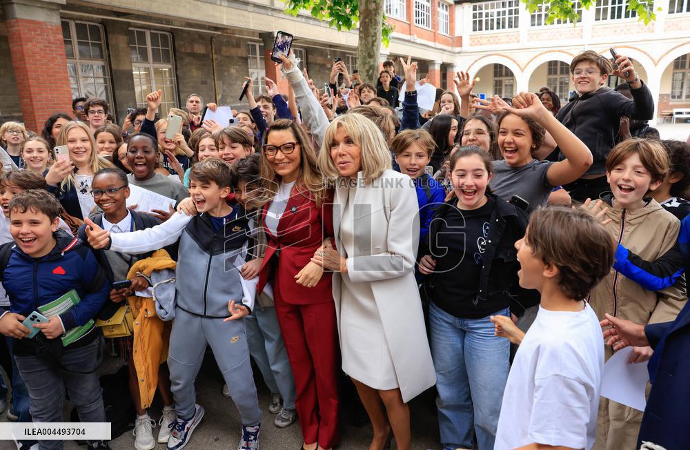 Brigitte Macron and Rosangela Lula da Silva Visit Cite Scolaire Montaigne - Paris