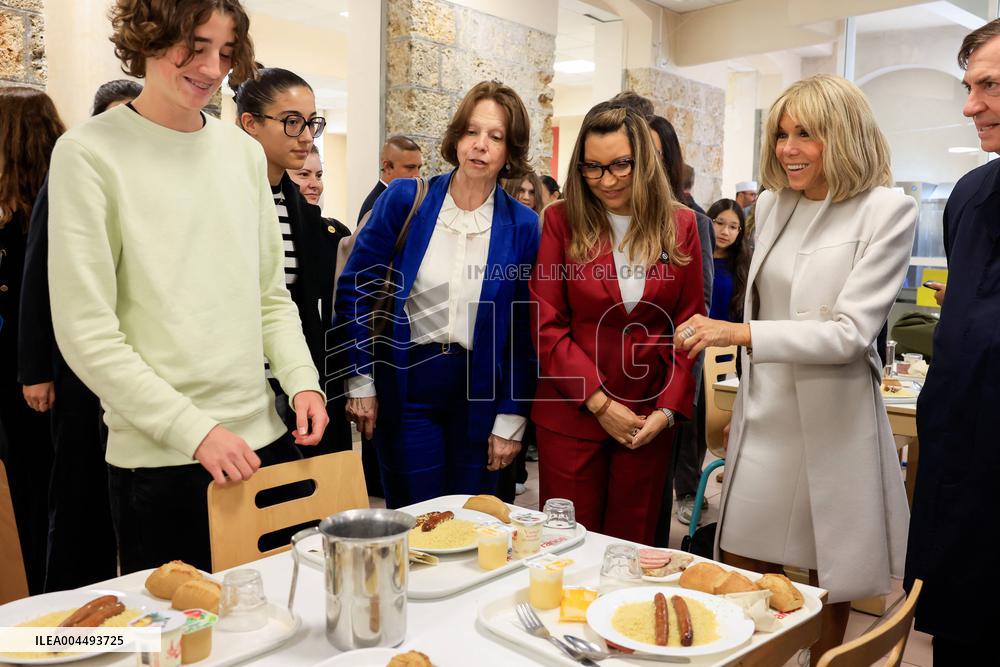 Brigitte Macron and Rosangela Lula da Silva Visit Cite Scolaire Montaigne - Paris