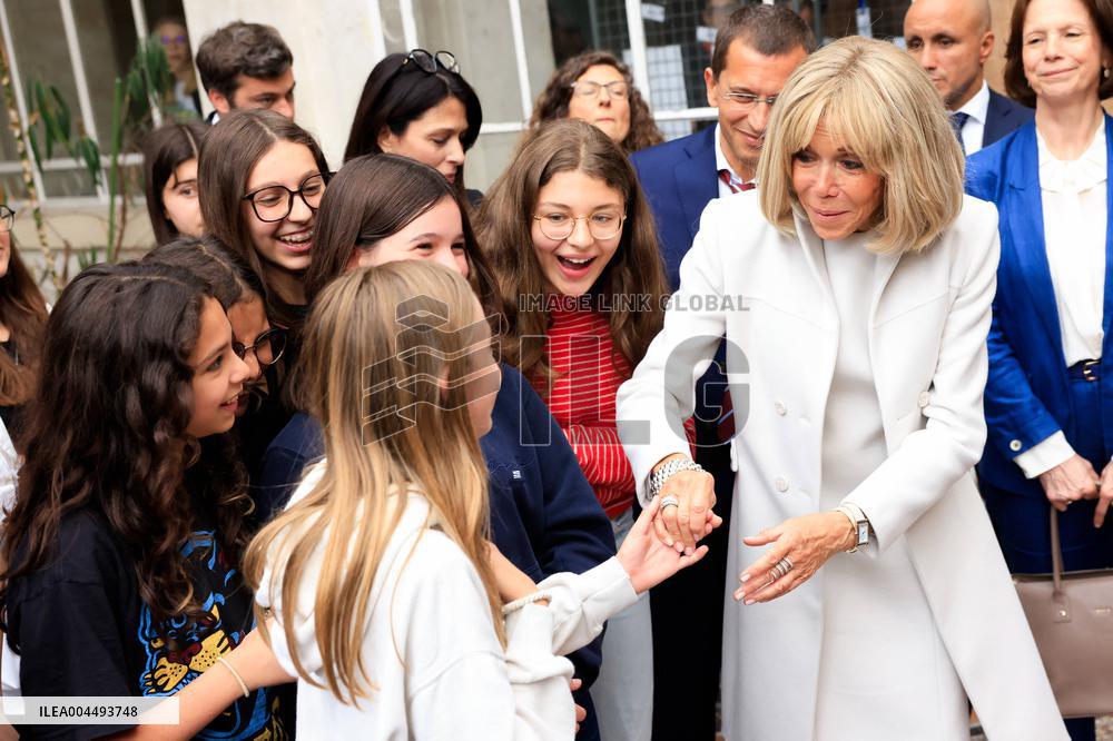 Brigitte Macron and Rosangela Lula da Silva Visit Cite Scolaire Montaigne - Paris