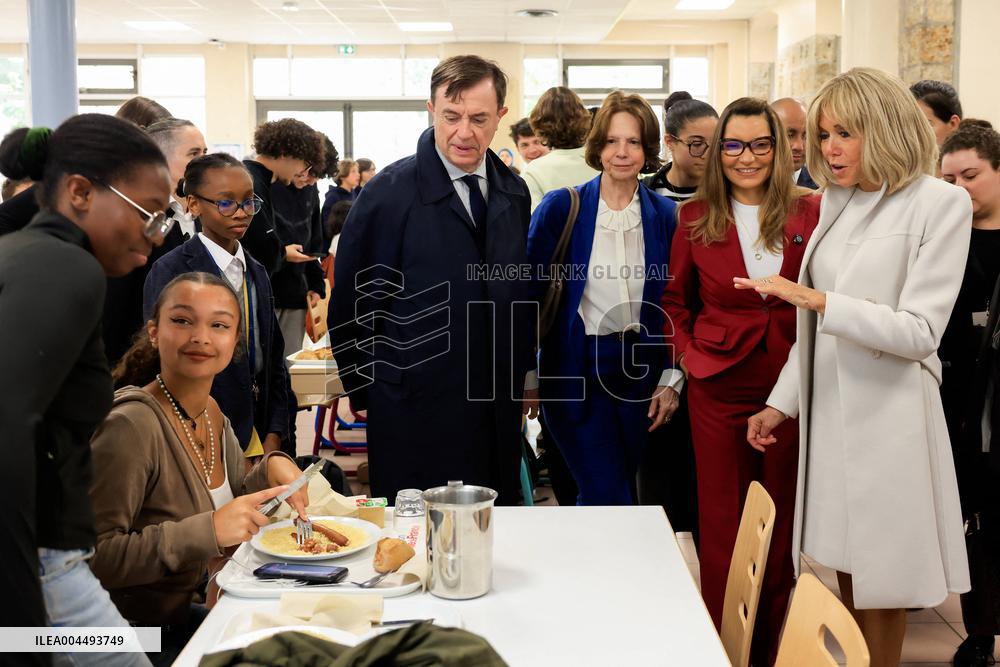 Brigitte Macron and Rosangela Lula da Silva Visit Cite Scolaire Montaigne - Paris