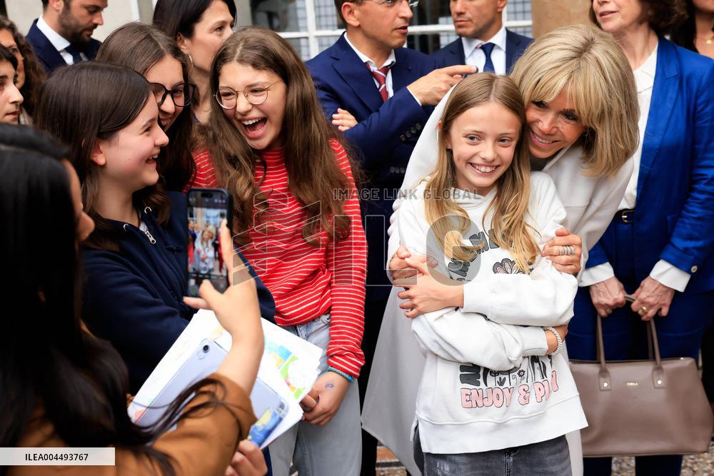 Brigitte Macron and Rosangela Lula da Silva Visit Cite Scolaire Montaigne - Paris