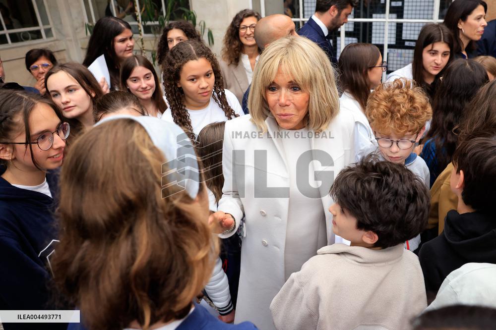 Brigitte Macron and Rosangela Lula da Silva Visit Cite Scolaire Montaigne - Paris