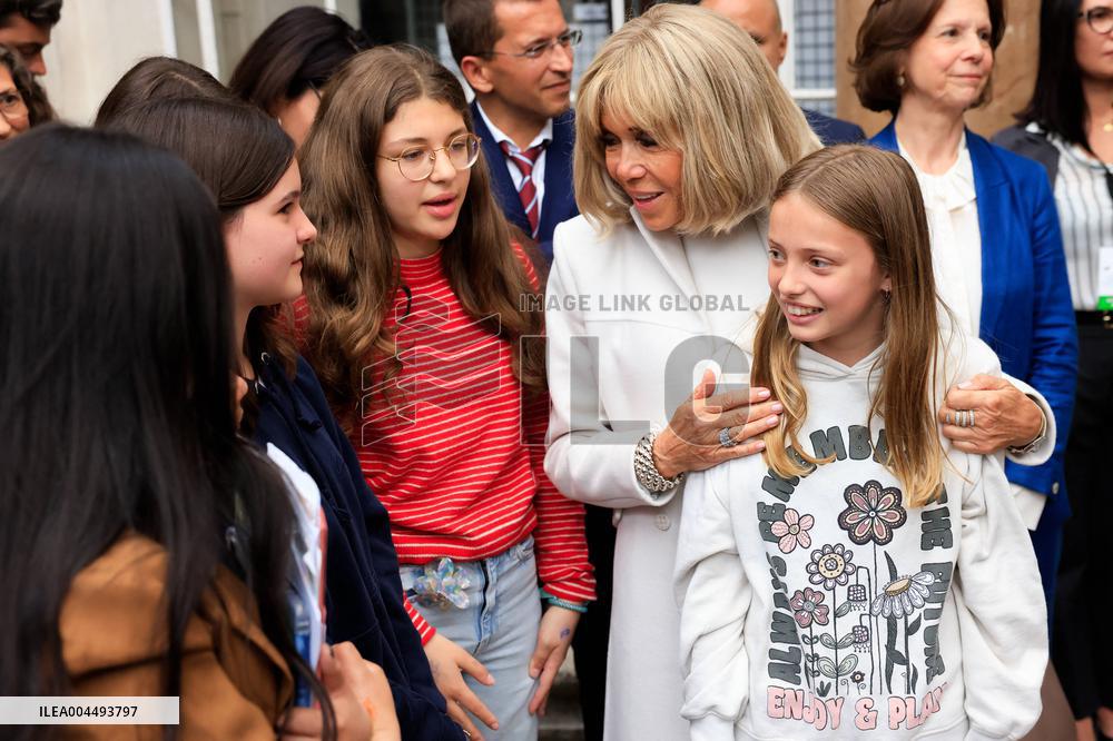 Brigitte Macron and Rosangela Lula da Silva Visit Cite Scolaire Montaigne - Paris