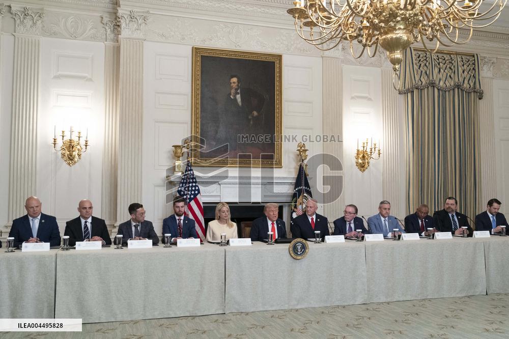 President Donald J Trump participates in a Roundtable Discussion with members of the Fraternal Order of Police