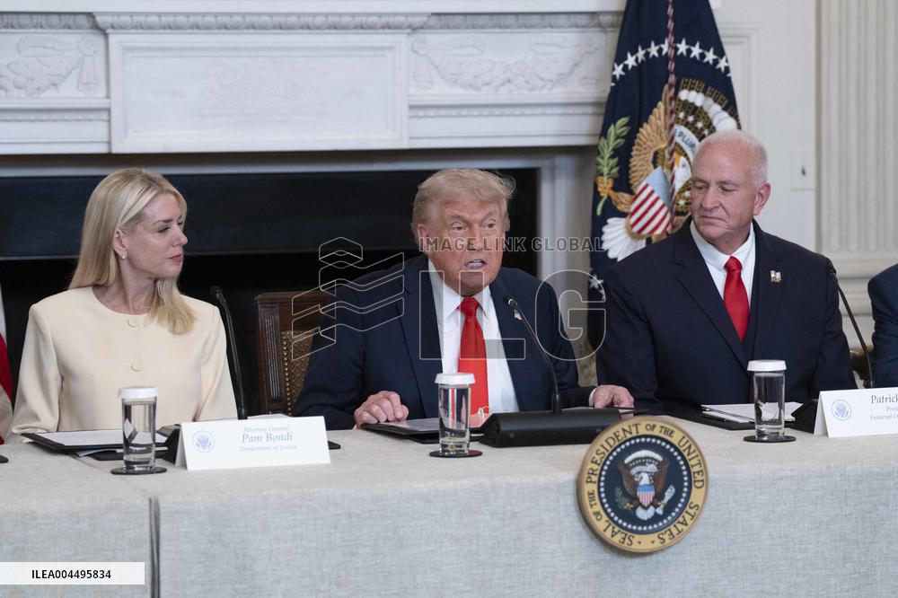 President Donald J Trump participates in a Roundtable Discussion with members of the Fraternal Order of Police