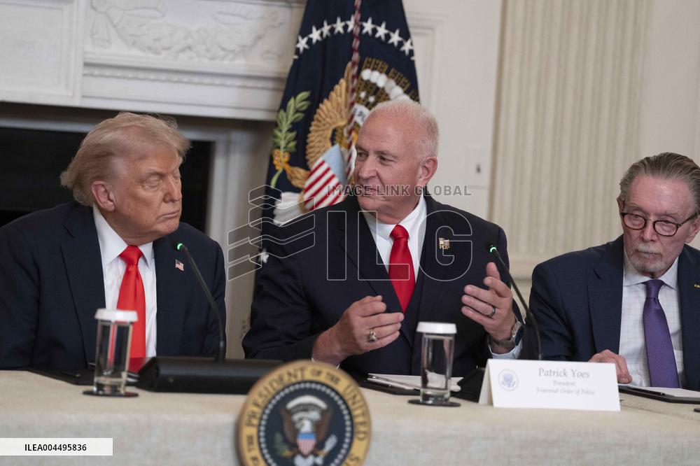 President Donald J Trump participates in a Roundtable Discussion with members of the Fraternal Order of Police