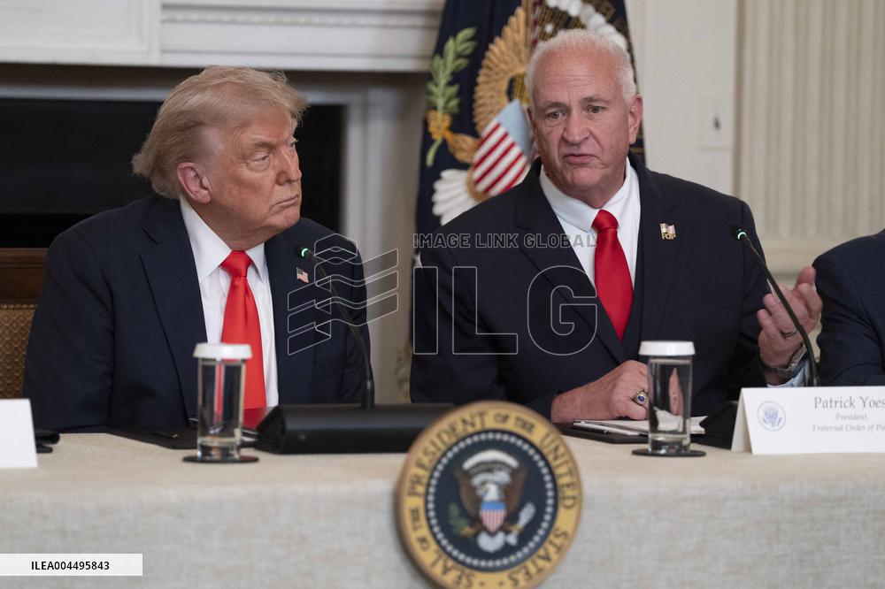 President Donald J Trump participates in a Roundtable Discussion with members of the Fraternal Order of Police