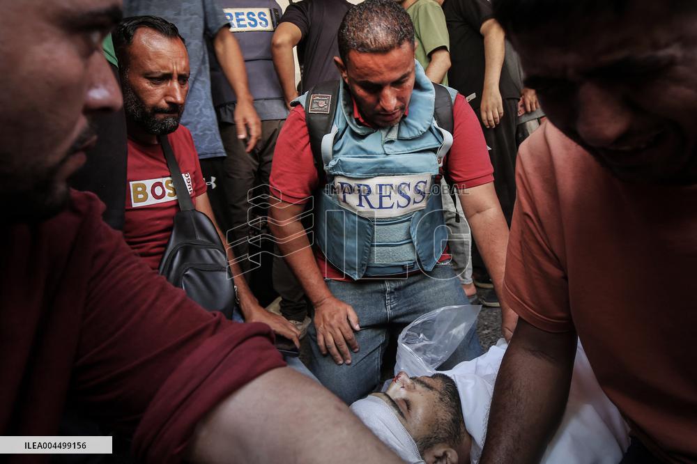 Funeral Of Three Palestinian Journalists - Gaza
