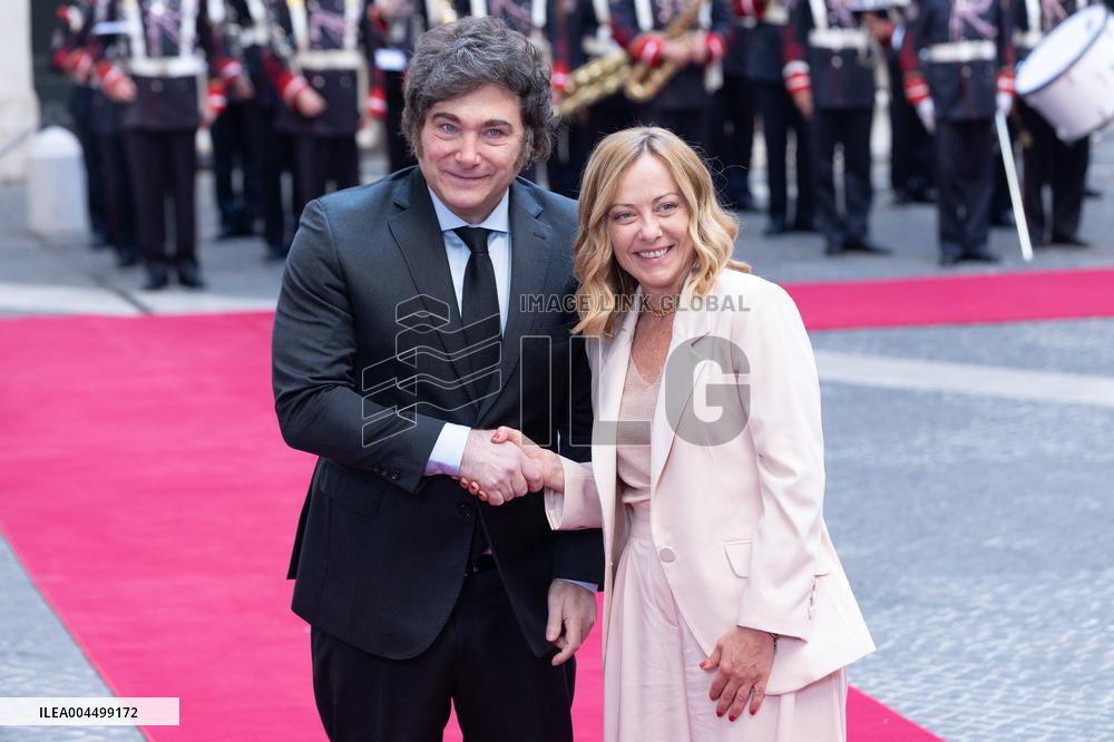 PM Giorgia Meloni Receives President Javier Milei - Italy