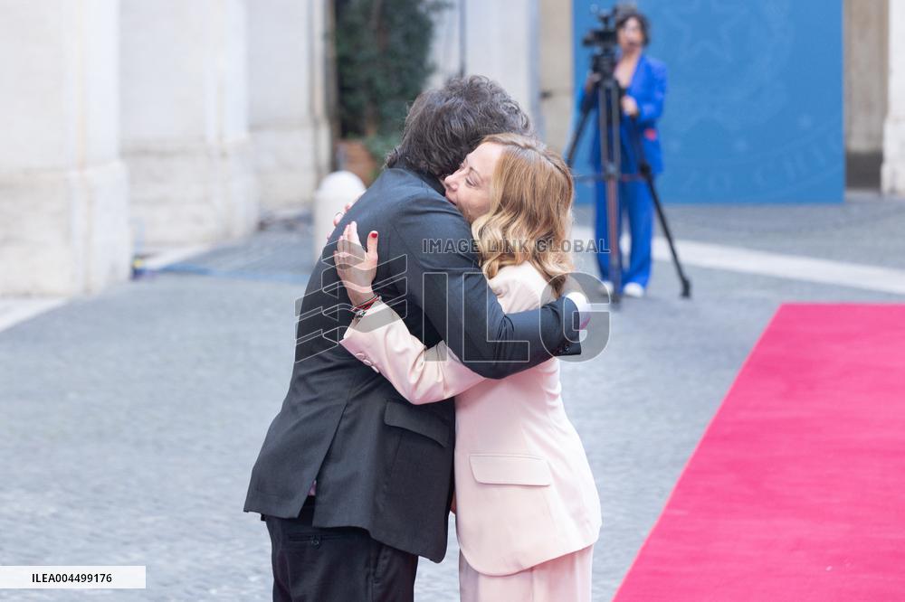 PM Giorgia Meloni Receives President Javier Milei - Italy