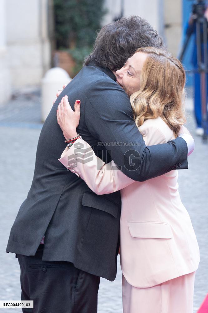 PM Giorgia Meloni Receives President Javier Milei - Italy