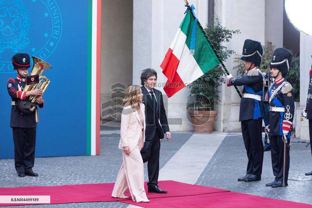 PM Giorgia Meloni Receives President Javier Milei - Italy