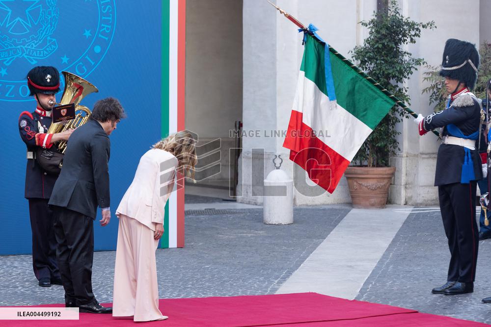 PM Giorgia Meloni Receives President Javier Milei - Italy