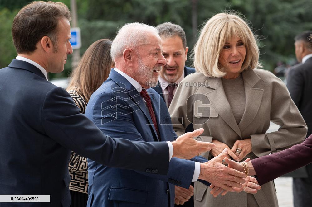 Macron and Lula visit of the exhibition of Ernesto Neto at the Grand Palais museum - Paris