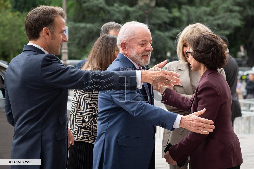 Macron and Lula visit of the exhibition of Ernesto Neto at the Grand Palais museum - Paris