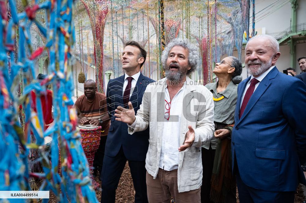 Macron and Lula visit of the exhibition of Ernesto Neto at the Grand Palais museum - Paris