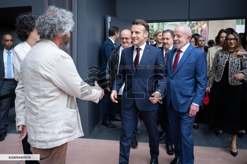Macron and Lula visit of the exhibition of Ernesto Neto at the Grand Palais museum - Paris