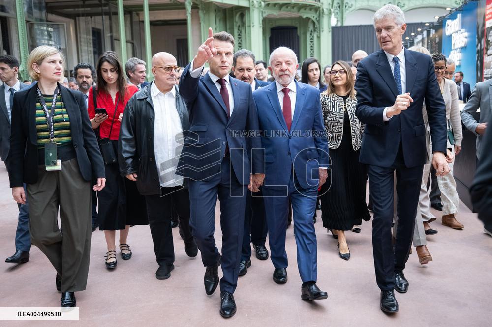 Macron and Lula visit of the exhibition of Ernesto Neto at the Grand Palais museum - Paris