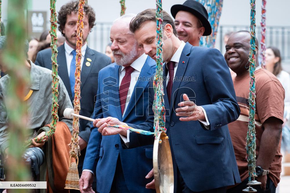 Macron and Lula visit of the exhibition of Ernesto Neto at the Grand Palais museum - Paris