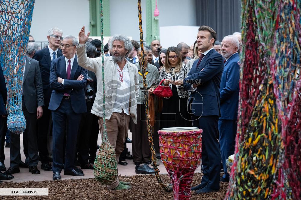 Macron and Lula visit of the exhibition of Ernesto Neto at the Grand Palais museum - Paris