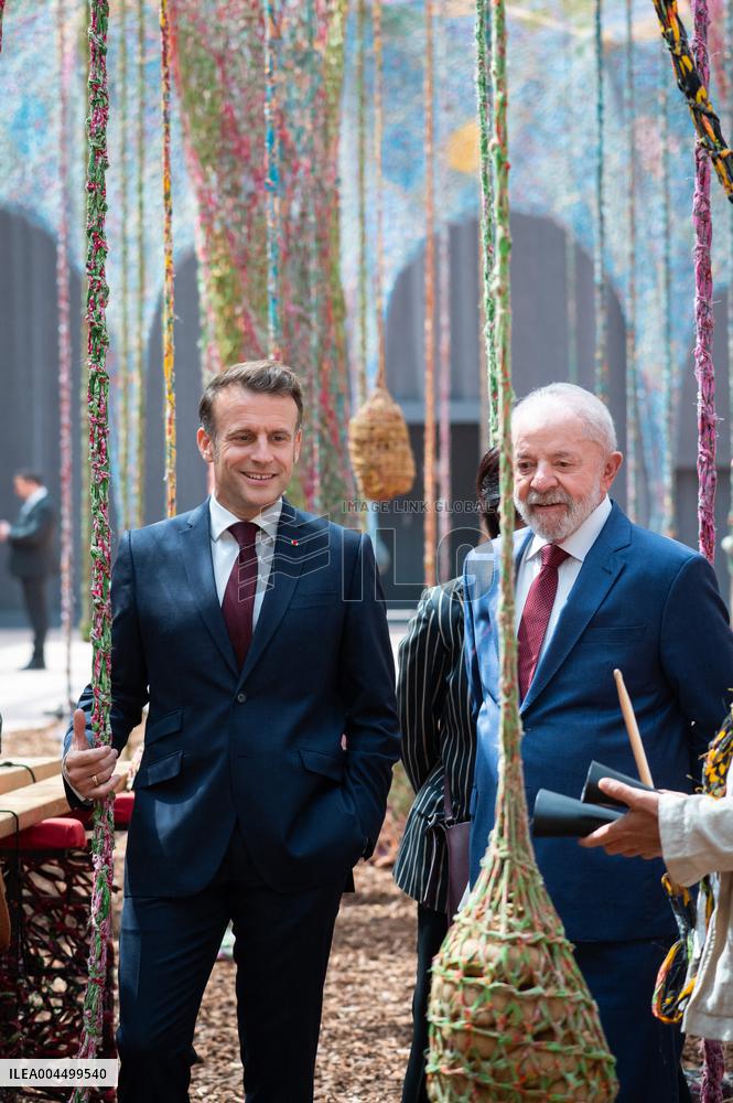 Macron and Lula visit of the exhibition of Ernesto Neto at the Grand Palais museum - Paris