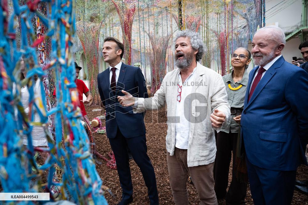 Macron and Lula visit of the exhibition of Ernesto Neto at the Grand Palais museum - Paris