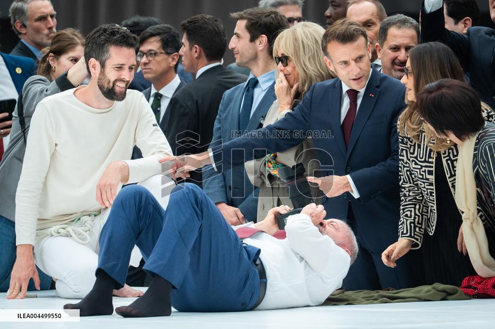 Macron and Lula visit of the exhibition of Ernesto Neto at the Grand Palais museum - Paris