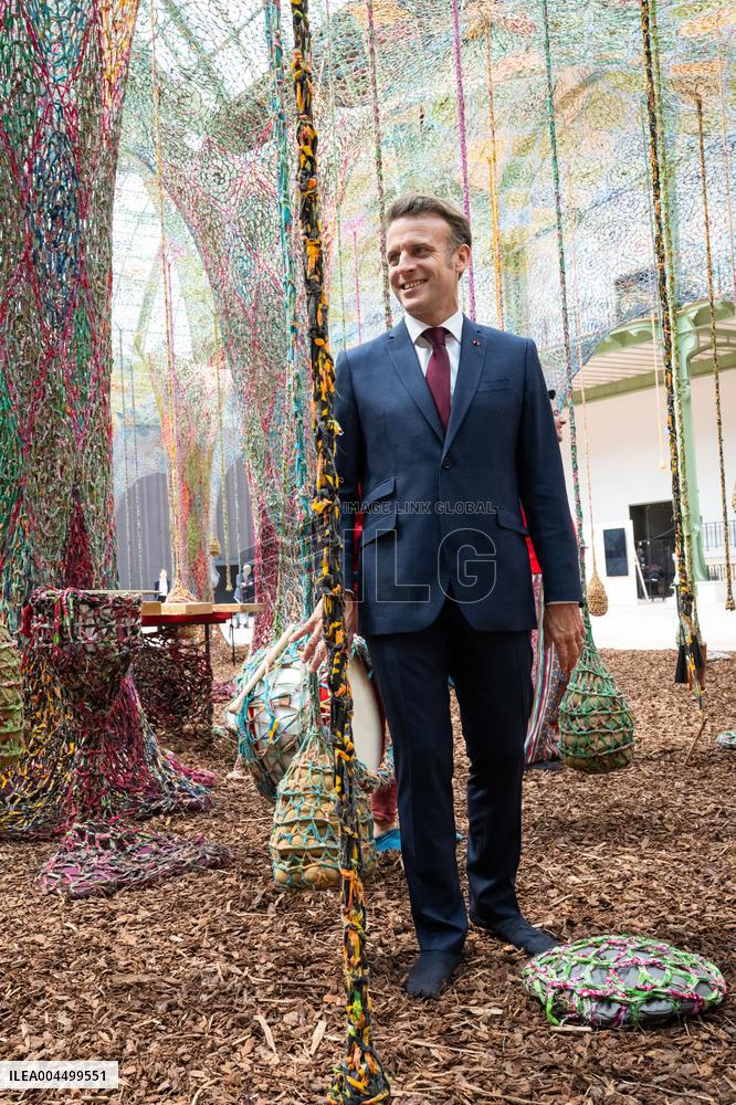 Macron and Lula visit of the exhibition of Ernesto Neto at the Grand Palais museum - Paris