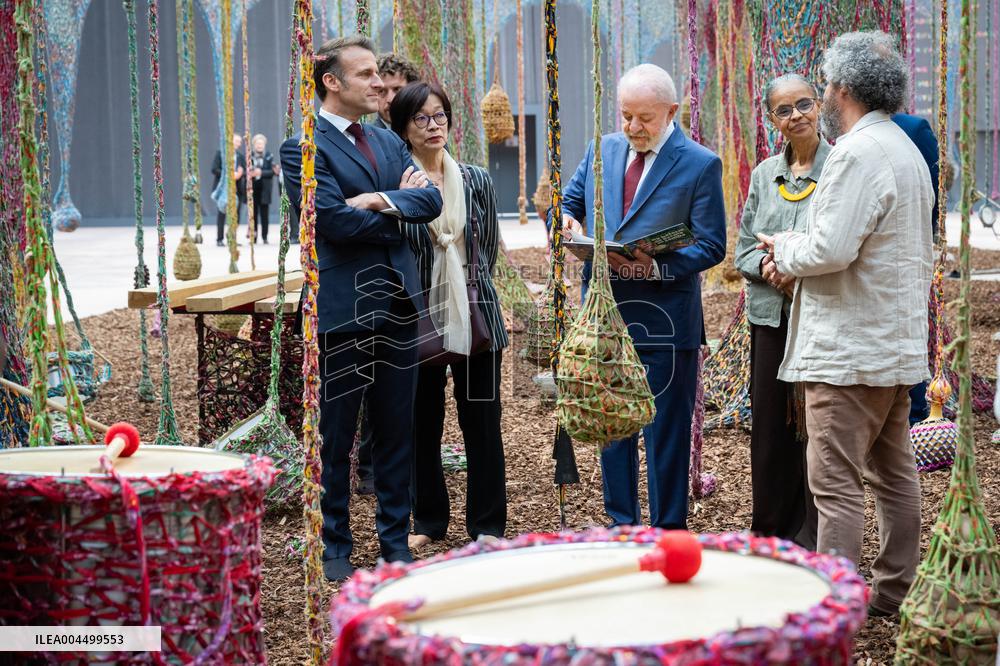 Macron and Lula visit of the exhibition of Ernesto Neto at the Grand Palais museum - Paris