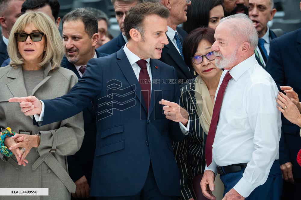 Macron and Lula visit of the exhibition of Ernesto Neto at the Grand Palais museum - Paris