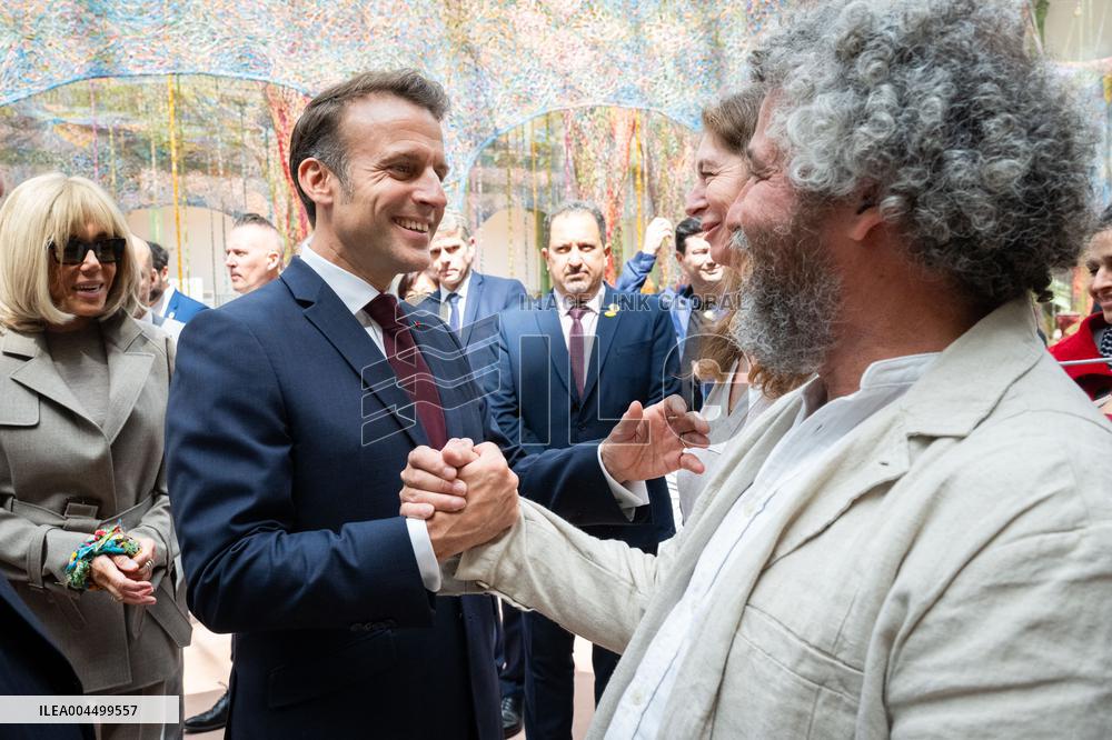 Macron and Lula visit of the exhibition of Ernesto Neto at the Grand Palais museum - Paris