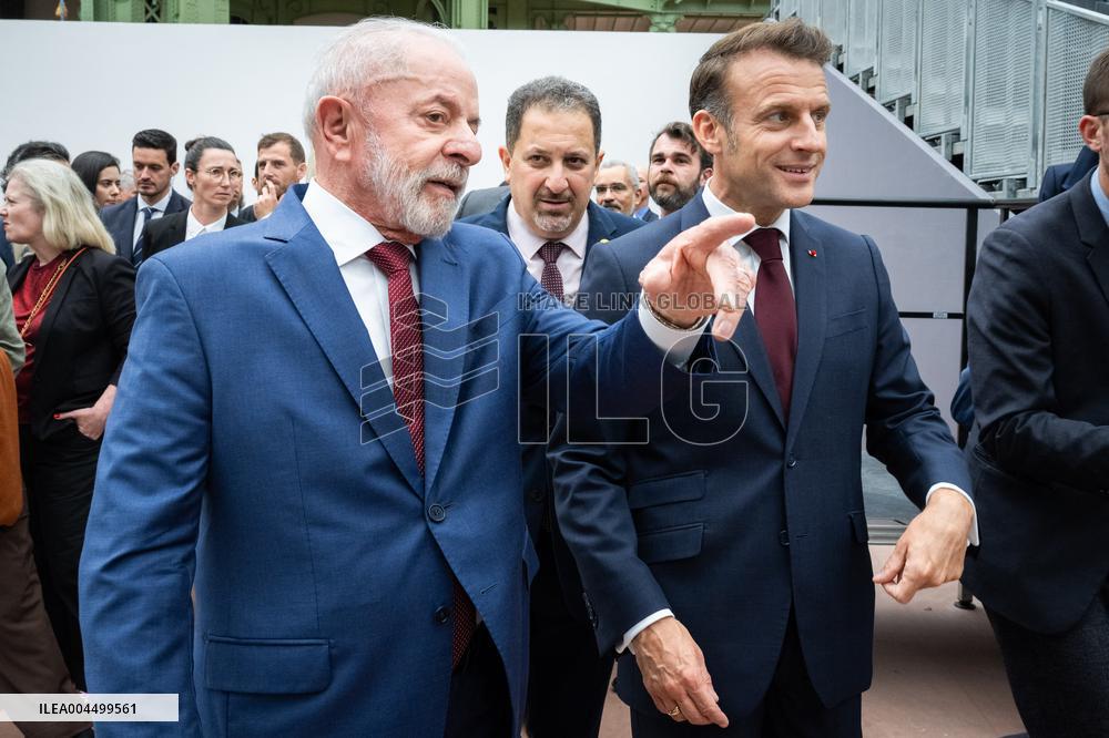 Macron and Lula visit of the exhibition of Ernesto Neto at the Grand Palais museum - Paris
