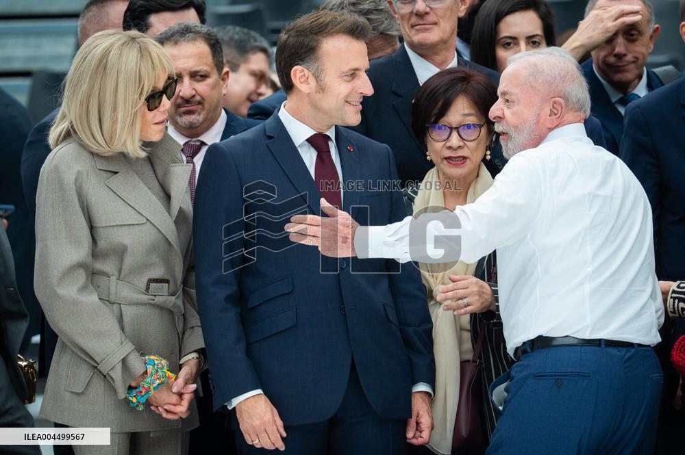 Macron and Lula visit of the exhibition of Ernesto Neto at the Grand Palais museum - Paris