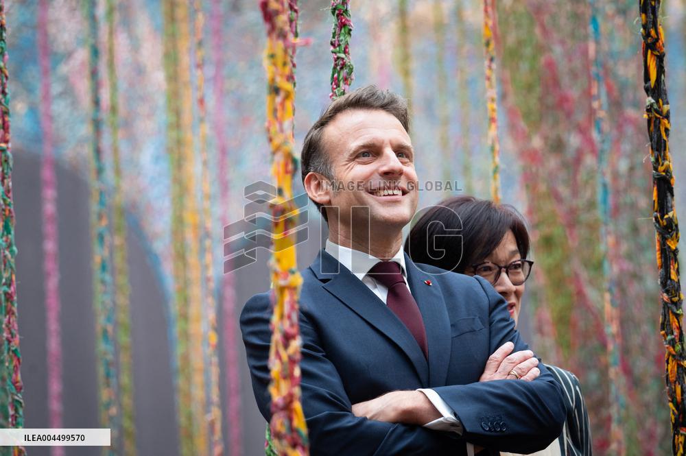 Macron and Lula visit of the exhibition of Ernesto Neto at the Grand Palais museum - Paris