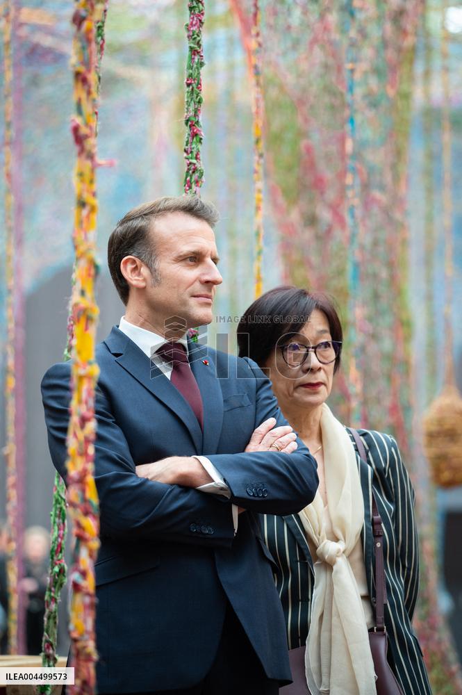 Macron and Lula visit of the exhibition of Ernesto Neto at the Grand Palais museum - Paris