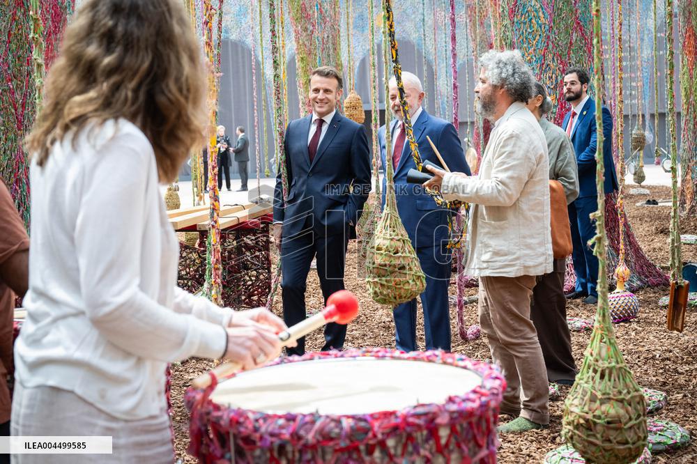 Macron and Lula visit of the exhibition of Ernesto Neto at the Grand Palais museum - Paris