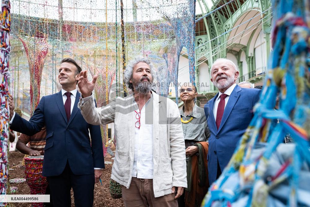 Macron and Lula visit of the exhibition of Ernesto Neto at the Grand Palais museum - Paris