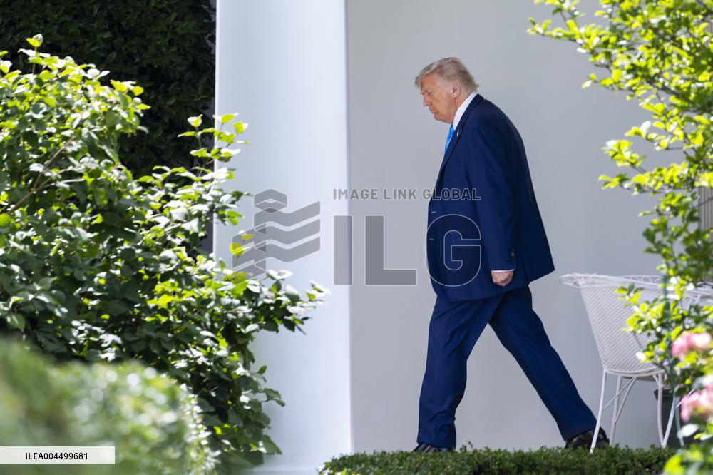 US President Donald J. Trump departs the White House for the weekend