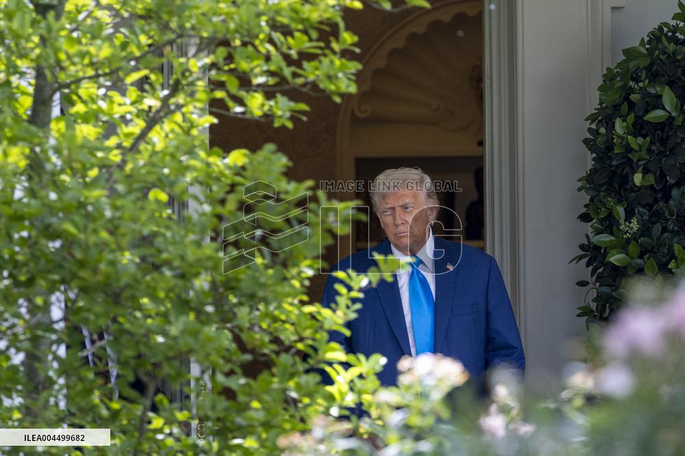 US President Donald J. Trump departs the White House for the weekend