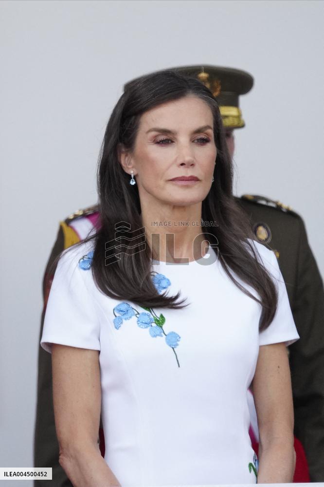 Spanish Royal Couple Attends Armed Forces Day - Spain
