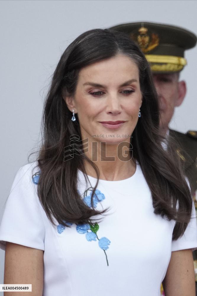 Spanish Royal Couple Attends Armed Forces Day - Spain