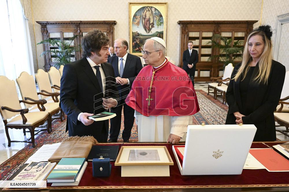 Pope Leo XIV Meets Javier Milei - Vatican