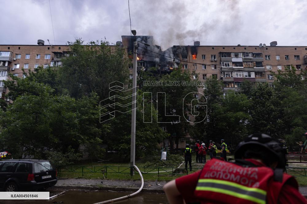 Russian Attack Hits A Residential Building In Kharkiv - Ukraine