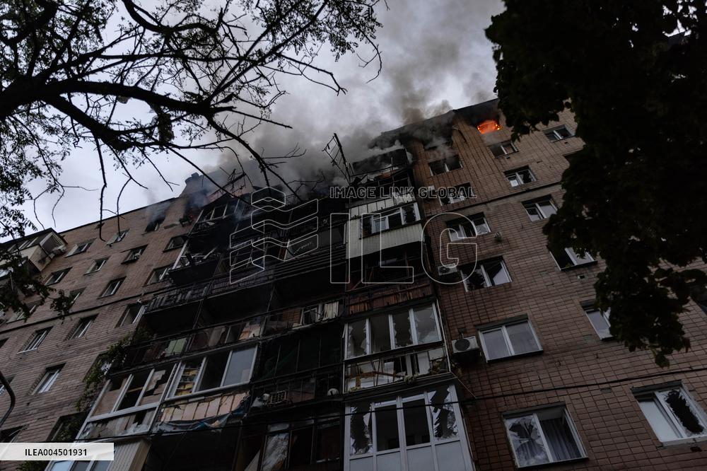 Russian Attack Hits A Residential Building In Kharkiv - Ukraine